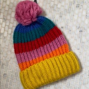 Rainbow wool beanie.